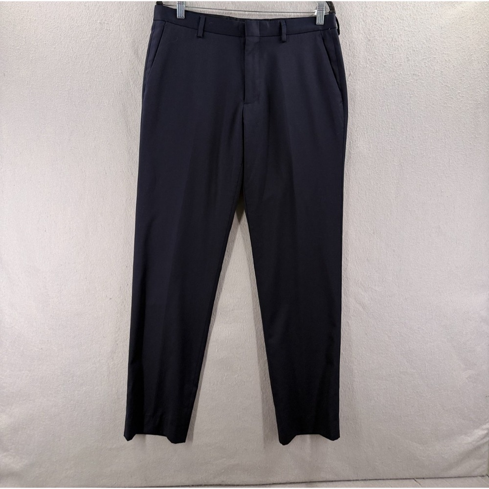 J Crew Bowery Slim Fit Dress Pants Mens 32x32 (33x30.5) Navy Wool Blend Office